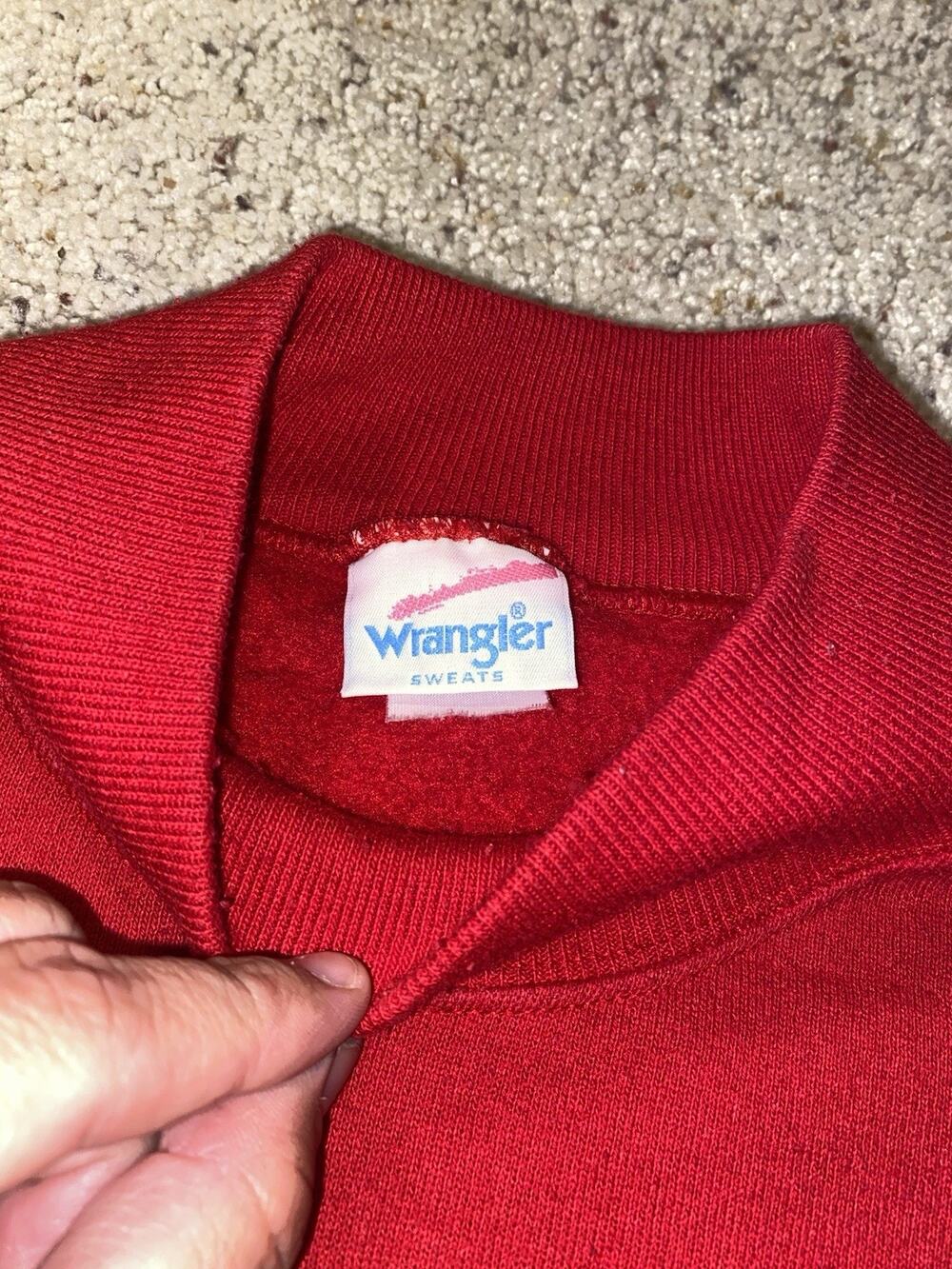 Vintage Wrangler Sweats Red Mock Neck Sweatshirt XL USA 80s 90s College Top